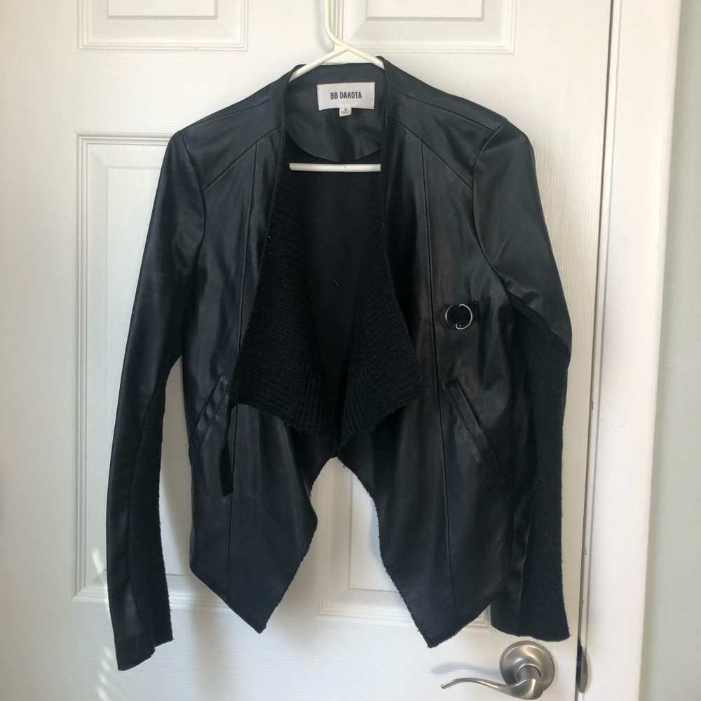 BB DAKOTA LEATHER jacket with knit detail
